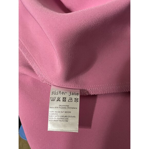 Sister Jane Pink Tie Neck Bow Shift Dress Mini Length Size M - Picture 7 of 11